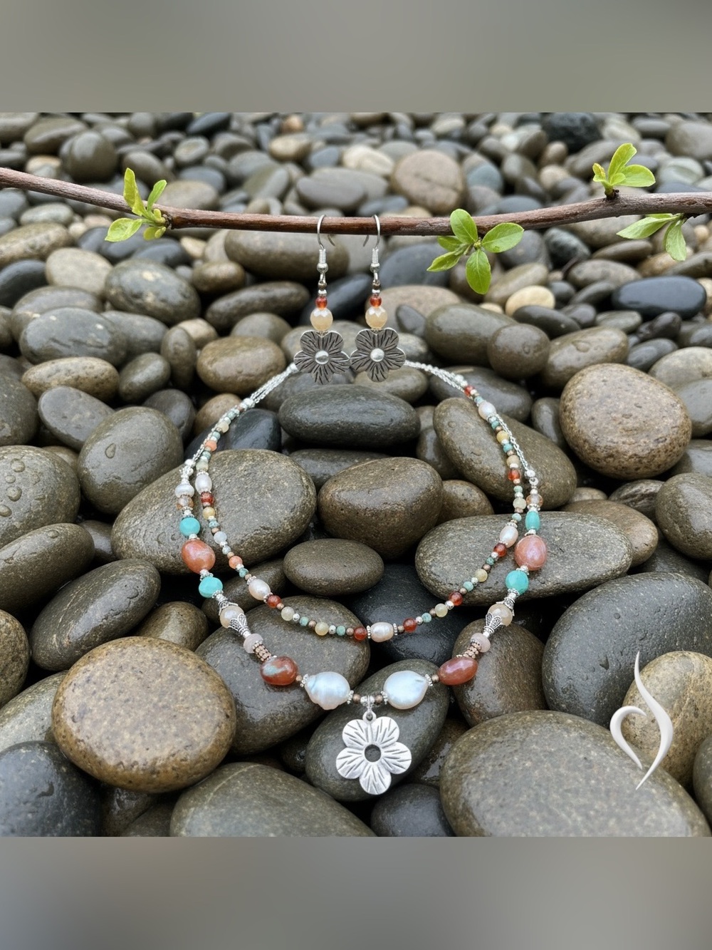 Jasper & Freshwater Pearl Necklace Set